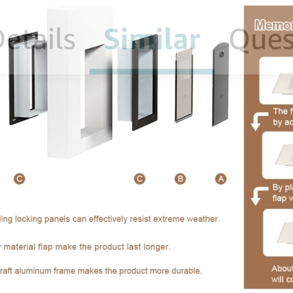 HEAVY DUTY DOG DOOR w/ALUMINUM FRAME w/2 MAGNETIC FLAPS & 2 SLIDING LOCK PANELS - Picture 6 of 8